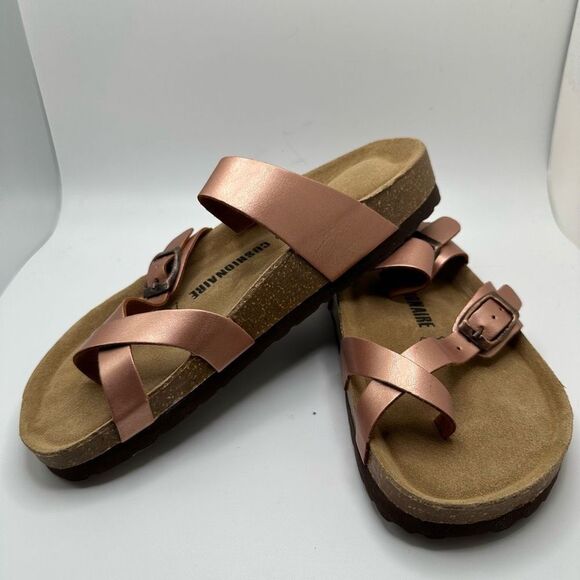 CUSHIONAIRE Women's Cork Footbed Sandal With +Comfort 7 WIDE ROSE GOLD - Picture 7 of 7